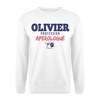 Olivier Aperologue – Humor Apéro - Unisex Pullover - Weiß - Vorne - Alina (178cm) & Michal (187cm)