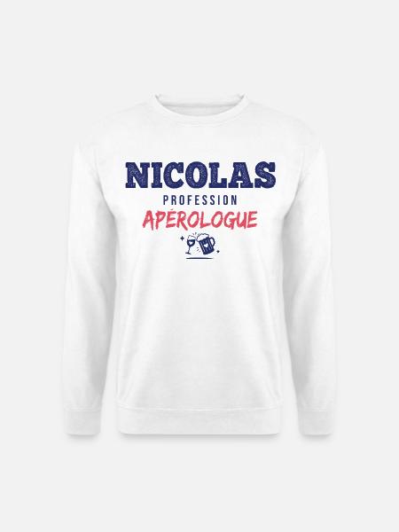 Nicolas Aperologue – Humor Apéro - Unisex Pullover - Weiß