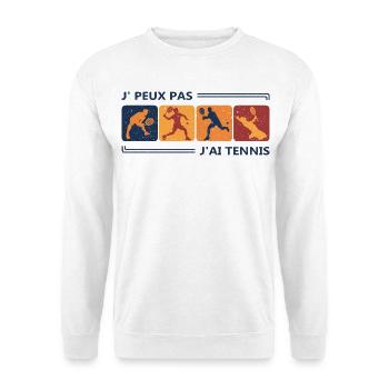 Je Ne Peux Pas J'ai Tennis für Tennisspieler - Unisex Pullover - Weiß - Vorne - Alina (178cm) & Michal (187cm)