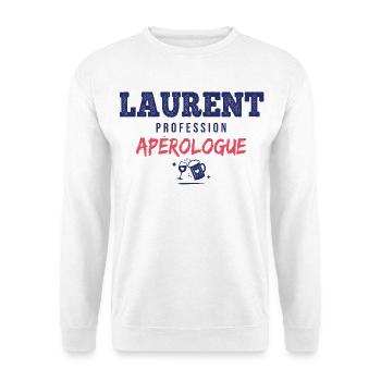 Laurent Aperologue – Humor Apéro - Unisex Pullover - Weiß - Vorne - Alina (178cm) & Michal (187cm)