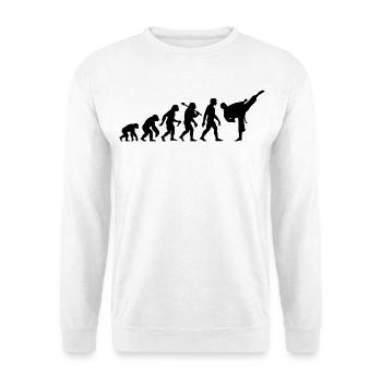 Karate Evolution für Karateschüler Martial Arts - Unisex Pullover - Weiß - Vorne - Alina (178cm) & Michal (187cm)