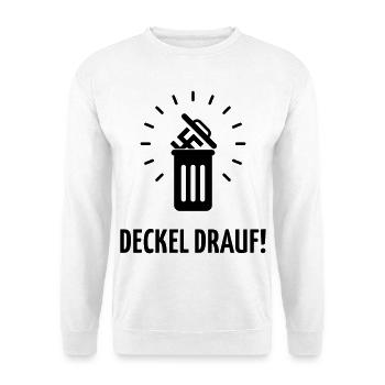 Deckel Drauf! (Gegen Rechts / Nie Wieder / Black) - Unisex Pullover - Weiß - Vorne - Alina (178cm) & Michal (187cm)