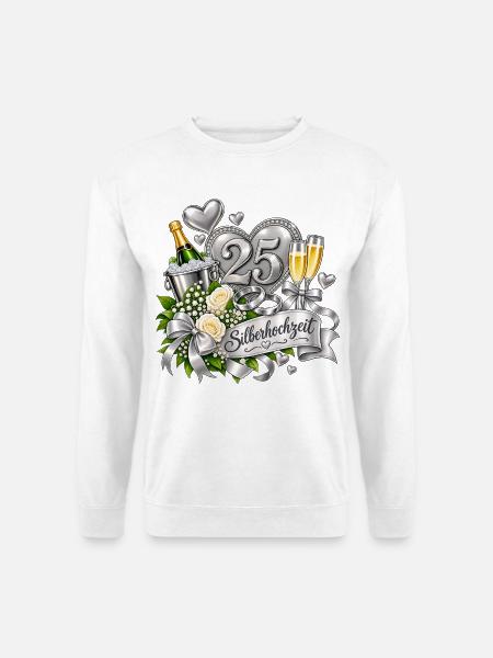 25. Silberhochzeit Festdesign - Unisex Pullover - Weiß