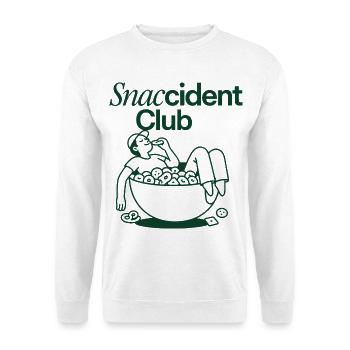Snaccident Club – Lustiger Snack-Unfall - Unisex Pullover - Weiß - Vorne - Alina (178cm) & Michal (187cm)