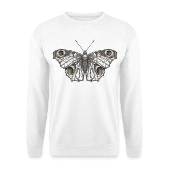 Gotischer Skelett-Schmetterling - Unisex Pullover - Weiß - Vorne - Alina (178cm) & Michal (187cm)