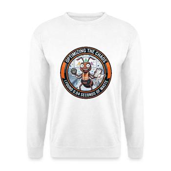 Lustiger Wirtschaftsingenieur-Ameisen-Optimierungs-Chaos - Unisex Pullover - Weiß - Vorne - Alina (178cm) & Michal (187cm)