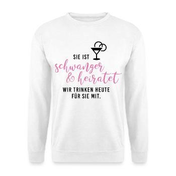 schwanger und heiratet Braut Babybauch JGA Gruppe2 - Unisex Pullover - Weiß - Vorne - Alina (178cm) & Michal (187cm)