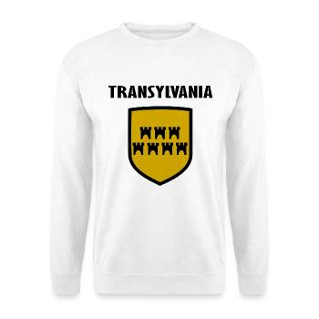 Goldenes Siebenbürgen Burgwappen Schild - Unisex Pullover - Weiß - Vorne - Alina (178cm) & Michal (187cm)