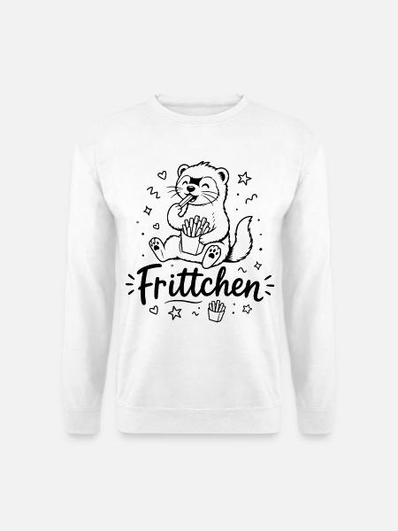 Frittchen - Frettchen mit Fritten - Pommes Frites - Unisex Pullover - Weiß
