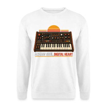Analog Soul Digital Heart Synthesizer Retro - Unisex Pullover - Weiß - Vorne - Alina (178cm) & Michal (187cm)