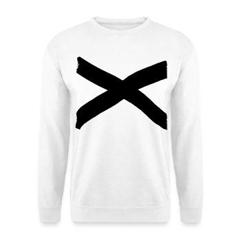 X Kreuz Symbol Verbot - Unisex Pullover - Weiß - Vorne - Alina (178cm) & Michal (187cm)
