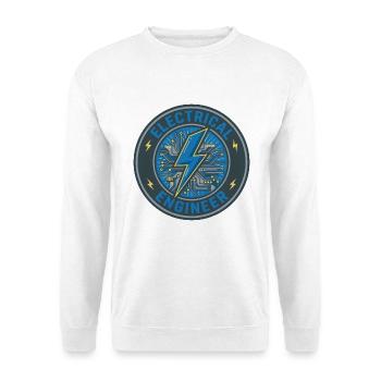 Elektroingenieur Lightning PCB-Badge-Geschenk - Unisex Pullover - Weiß - Vorne - Alina (178cm) & Michal (187cm)