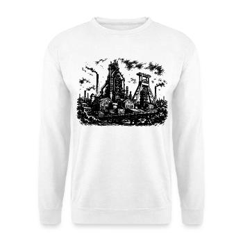 Ruhrpott Zeche - Unisex Pullover - Weiß - Vorne - Alina (178cm) & Michal (187cm)
