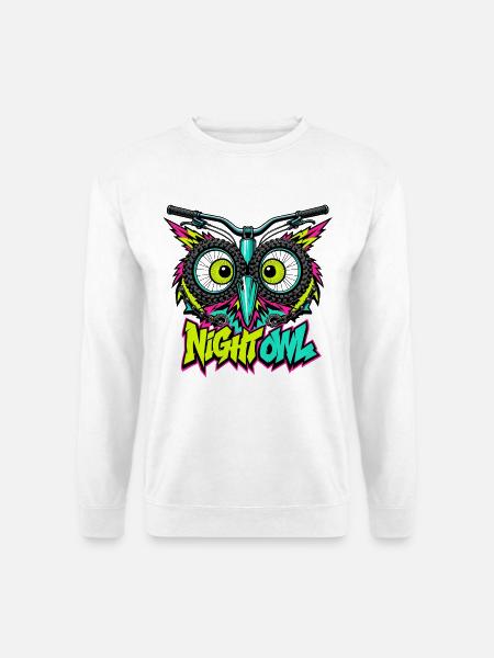 Neon Night Owl Mountainbike-Kunst - Unisex Pullover - Weiß