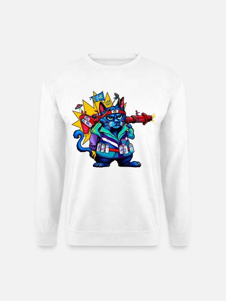 Kosmischer Katzen-Ranger - Unisex Pullover - Weiß