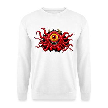 Rotes, einäugiges tentakelbewehrtes Monster - Unisex Pullover - Weiß - Vorne - Alina (178cm) & Michal (187cm)