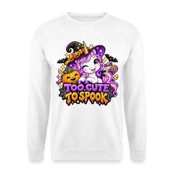 Einhorn Halloween Spruch - Unisex Pullover - Weiß - Vorne - Alina (178cm) & Michal (187cm)