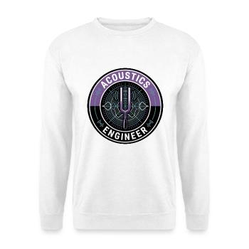 Akustikingenieur Stimmgabel-Wave-Abzeichen-Geschenk - Unisex Pullover - Weiß - Vorne - Alina (178cm) & Michal (187cm)