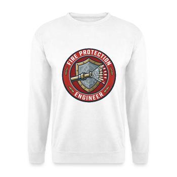Brandschutzingenieur-Sprinkler-Schildabzeichen - Unisex Pullover - Weiß - Vorne - Alina (178cm) & Michal (187cm)
