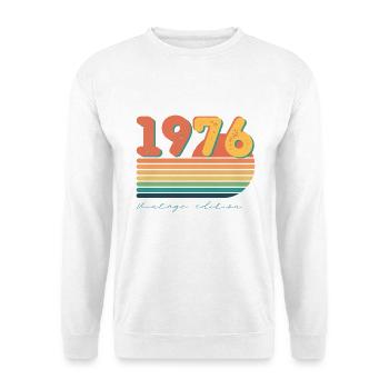 1976 Vintage-Edition – Retro-Streifen - Unisex Pullover - Weiß - Vorne - Alina (178cm) & Michal (187cm)