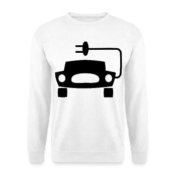 Elektrische Autos - Unisex Pullover - Weiß - Vorne - Alina (178cm) & Michal (187cm)