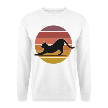 Katze im Sonnenuntergang Stretch - Unisex Pullover - Weiß - Vorne - Alina (178cm) & Michal (187cm)