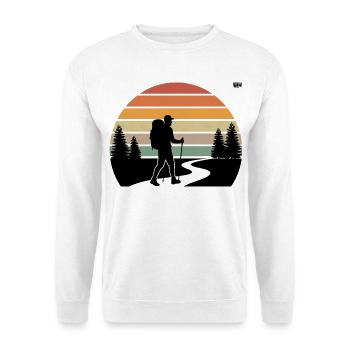 Sonnenuntergang Wanderer Pfad - Unisex Pullover - Weiß - Vorne - Alina (178cm) & Michal (187cm)