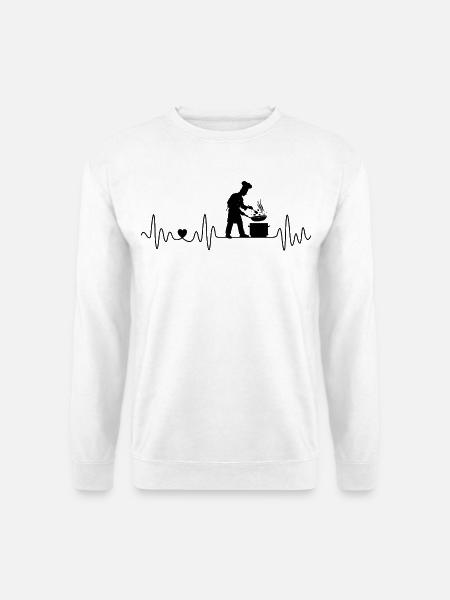 Koch Herzschlag Für Köche Köchinnen Und Chefs - Unisex Pullover - Weiß
