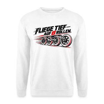 Fliege tief auf 8 Rollen Skate - Unisex Pullover - Weiß - Vorne - Alina (178cm) & Michal (187cm)