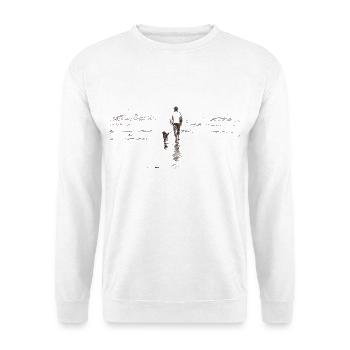 Hund am Strand - Unisex Pullover - Weiß - Vorne - Alina (178cm) & Michal (187cm)