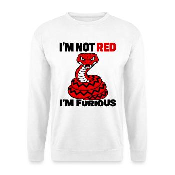 Wütende Rote Schlange – Ich bin nicht rot, ich bin wütend - Unisex Pullover - Weiß - Vorne - Alina (178cm) & Michal (187cm)
