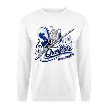 Querflöte was sonst - Unisex Pullover - Weiß - Vorne - Alina (178cm) & Michal (187cm)