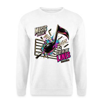 Lustiges Musikgeschenk – Musik bleibt nicht in den Linien - Unisex Pullover - Weiß - Vorne - Alina (178cm) & Michal (187cm)