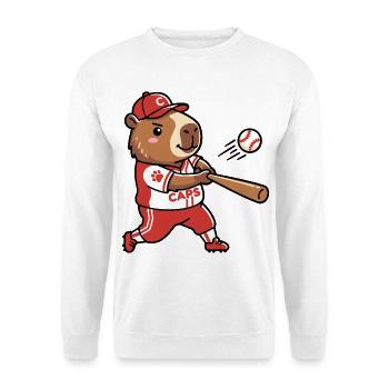 Niedliche Capybara-Baseballspieler-Sportästhetik - Unisex Pullover - Weiß - Vorne - Alina (178cm) & Michal (187cm)