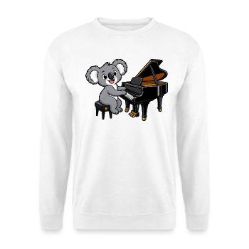 Koala am Klavier - Unisex Pullover - Weiß - Vorne - Alina (178cm) & Michal (187cm)