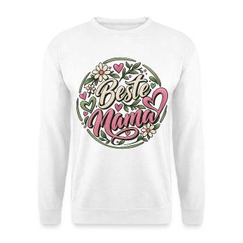 Muttertag beste Mama - Mama ist die Beste Muddi - Unisex Pullover - Weiß - Vorne - Alina (178cm) & Michal (187cm)