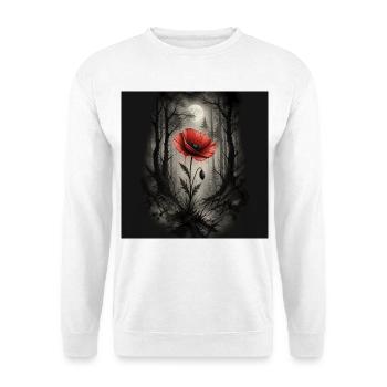 Mohn im dunklen Wald - Unisex Pullover - Weiß - Vorne - Alina (178cm) & Michal (187cm)