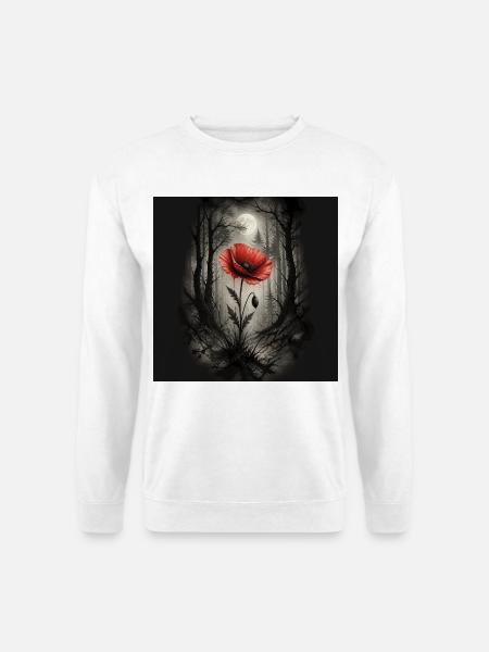 Mohn im dunklen Wald - Unisex Pullover - Weiß
