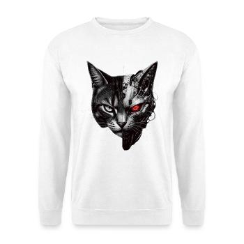 Halb-Katze Cyborg-Katze - Unisex Pullover - Weiß - Vorne - Alina (178cm) & Michal (187cm)