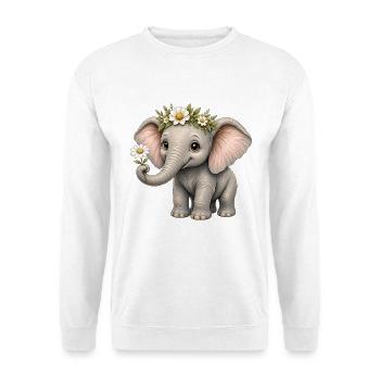Cute Elephant – Daisy Trunk Friend - Unisex Pullover - Weiß - Vorne - Alina (178cm) & Michal (187cm)