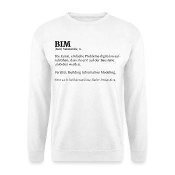 BIM Definition T-Shirt Architekt Bauingenieur - Unisex Pullover - Weiß - Vorne - Alina (178cm) & Michal (187cm)