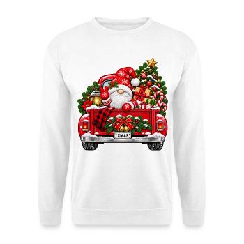 Zwerg im Pickup - Unisex Pullover - Weiß - Vorne - Alina (178cm) & Michal (187cm)