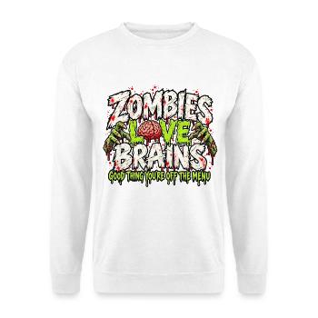 Das Zombie-Menü. - Unisex Pullover - Weiß - Vorne - Alina (178cm) & Michal (187cm)