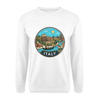 Italien Reiseabzeichen Kolosseum Schiefer Turm Pisa - Unisex Pullover - Weiß - Vorne - Alina (178cm) & Michal (187cm)