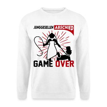 Junggesellenabschied Game Over Mann Frau Party - Unisex Pullover - Weiß - Vorne - Alina (178cm) & Michal (187cm)