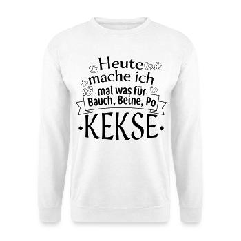 Bauch, Beine und Po (Kekse) - Unisex Pullover - Weiß - Vorne - Alina (178cm) & Michal (187cm)
