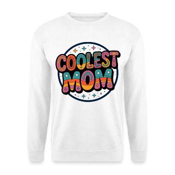 Coolest Mom Retro Badge - Unisex Pullover - Weiß - Vorne - Alina (178cm) & Michal (187cm)