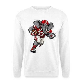 Elefant beim American Football - Unisex Pullover - Weiß - Vorne - Alina (178cm) & Michal (187cm)