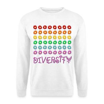 Diversity-Regenbogen - Unisex Pullover - Weiß - Vorne - Alina (178cm) & Michal (187cm)
