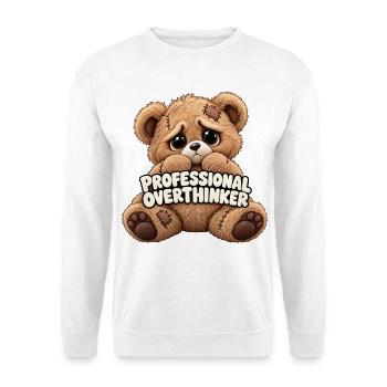 Professioneller Grübler Bär - Unisex Pullover - Weiß - Vorne - Alina (178cm) & Michal (187cm)